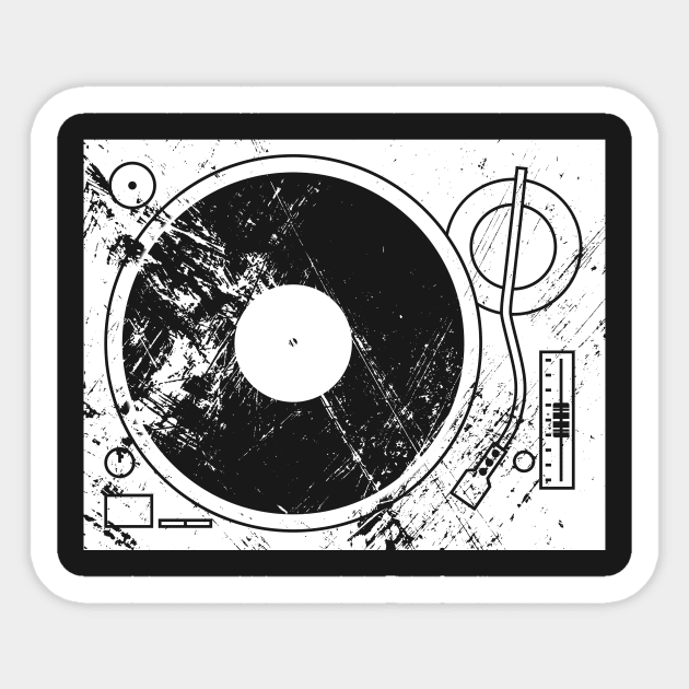 Distressed Vinyl Record Player Turntable Sticker by MeatMan